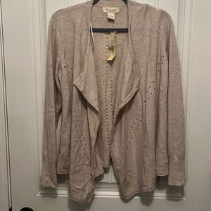NWT Peck and Peck oatmeal cashmere cardigan L